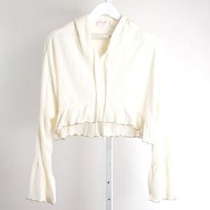 Out From Under Urban Outfitters Cropped Hoodie Ruffle Long‎ Bell Sleeve Medium M